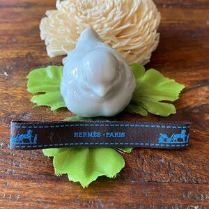 Upcycled/Repurposed Hermes Paris Brown & Blue Ribbon Barrette/Hairclip.